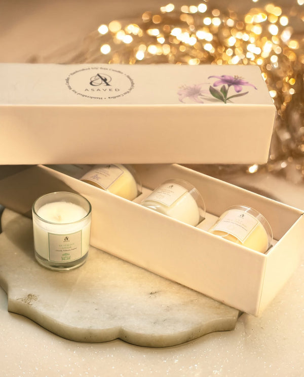 A candle box of 4 aromatic soy wax candle - perfect for gifting under 1000 rupees