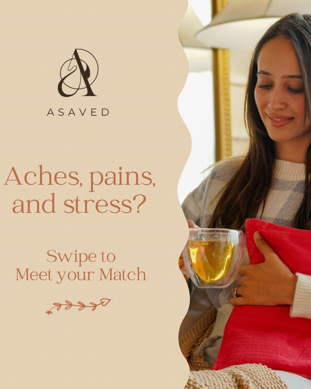 ASAVED Instagram — Herbal Pack lifestyle image, natural Ayurvedic pain relief @asaved.in