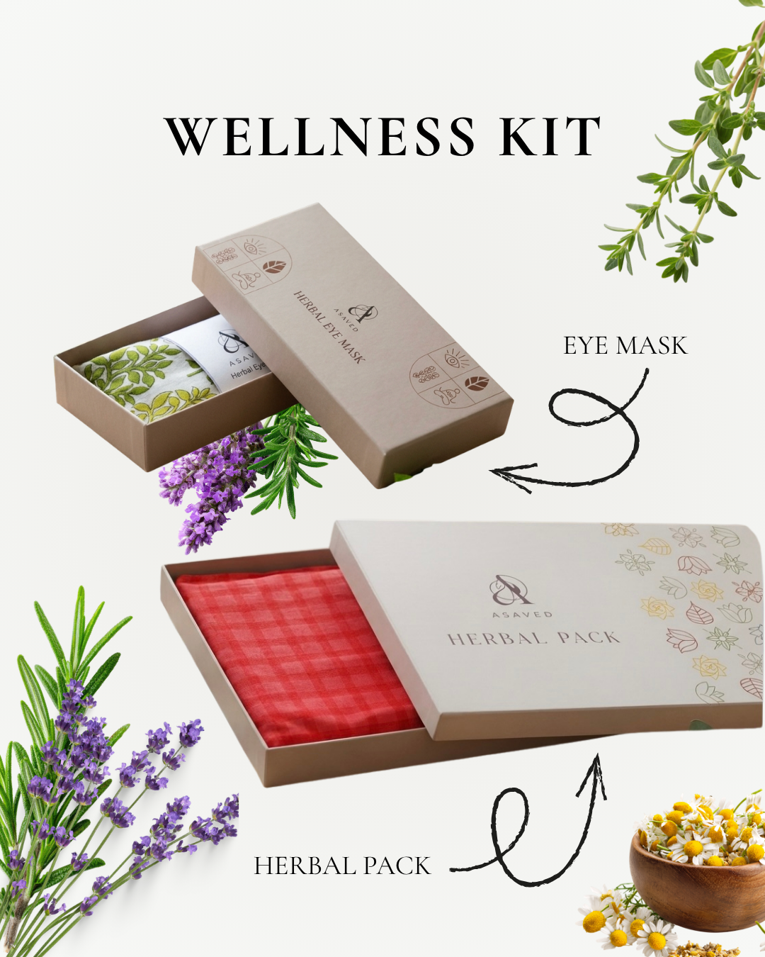 Wellness Kit Combo - Eye Mask + Herbal Pack for pain management 